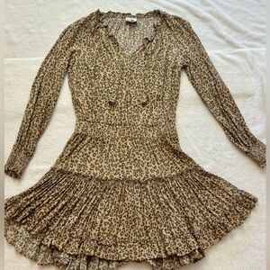 VICI - Leopard Smocked Ruffle Dress